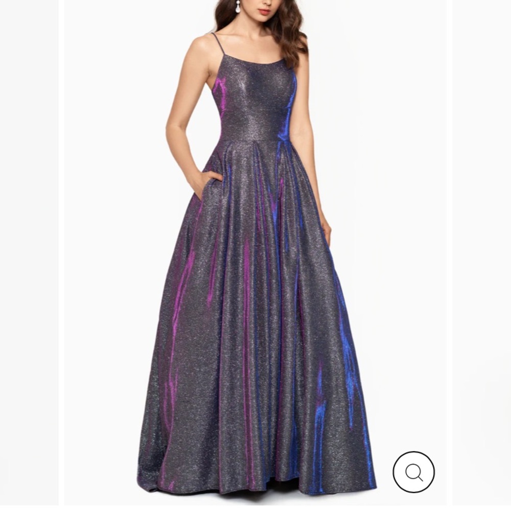 Betsy & Adam High-Low Glitter Ballgown Dress. Size 12.
